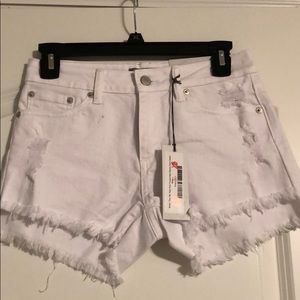Ripped White Jean Shorts